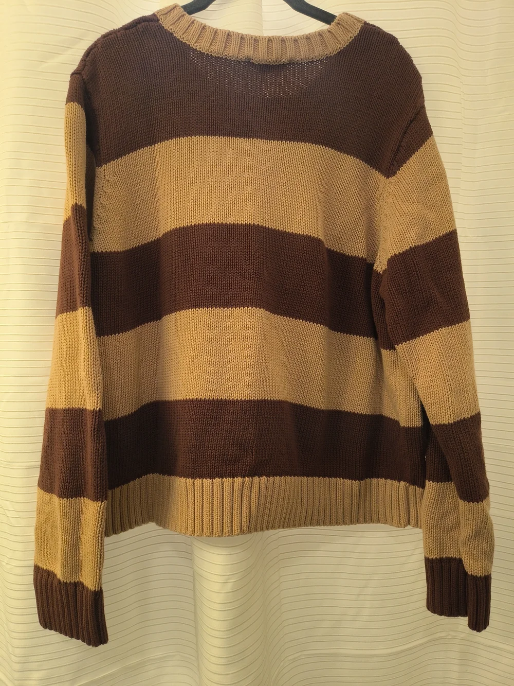 Pendleton Men's Wide-Stripe Crewneck Sweater in Brown and Tan